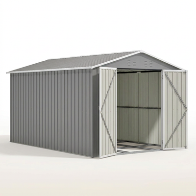 Outdoor Storage Shed Built for Year-Round Protection, Galvanized Steel Frame, Double Doors, Floor Included