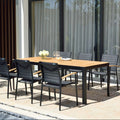 Portals Dark Lite FSC Teak Wood and Aluminum Rectangular Dining Set