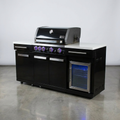 Outdoor Kitchen Island Built for Premium Backyard Cooking, 304 Stainless Steel, Granite Countertop, Built-in Fridge