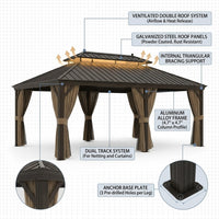 14 Ft. X 20 Ft. Double Galvanized Steel Roof Aluminum Frame Outdoor Patio Hardtop Gazebo with Netting and Curtains — How It Works