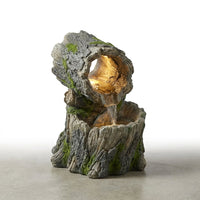 37 In. Outdoor Cascade Fountain Garden with LED Light, Built-In Electric Pump and Simple Setup in Gray — Studio Shot