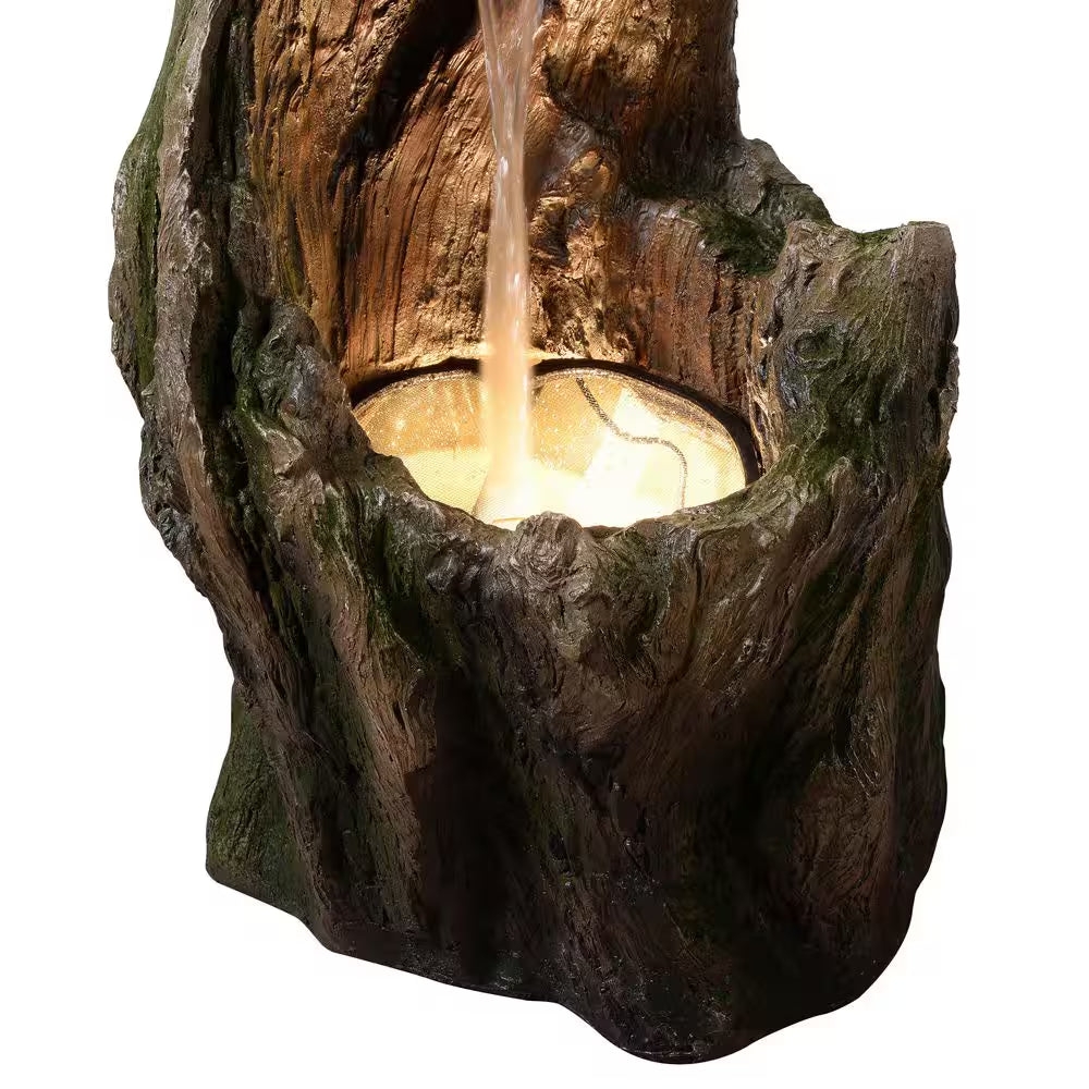 37 In. Outdoor Cascade Fountain Garden with LED Light, Built-In Electric Pump and Simple Setup in Gray