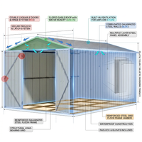 8'X12' Outdoor Metal Storage Shed with Floor Frame, Galvanized Steel Garden Shed, Metal Garden Tool Shed with Double Lockable Doors for Backyard Patio Lawn, Gray — How It Works