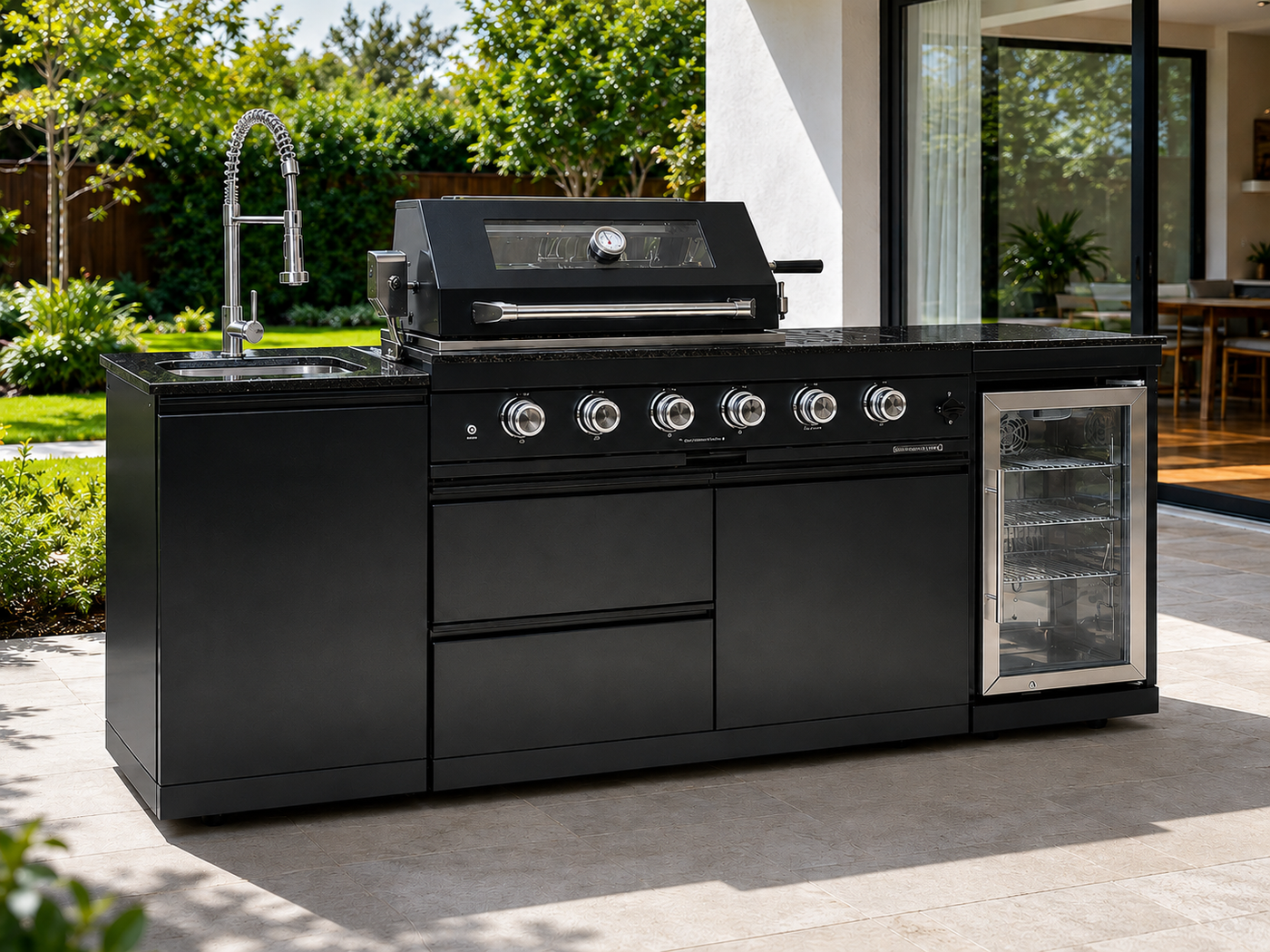 Complete kitchen setup in modern backyard