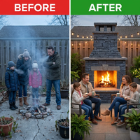 Bluestone Compact Outdoor Fireplace — Before & After