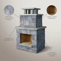 Bluestone Compact Outdoor Fireplace — infographic