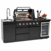 Outdoor Kitchen Island Built for Professional Cooking, 72000 BTU Grill, Wine Cooler, Granite Countertops