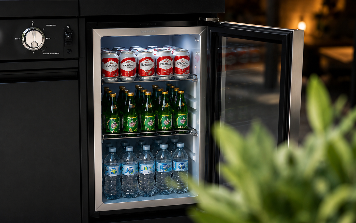 Evening entertaining with wine cooler access