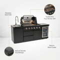 Outdoor Kitchen Island Built for Professional Cooking, 72000 BTU Grill, Wine Cooler, Granite Countertops
