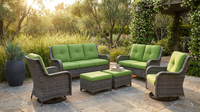 Patio Furniture Set 6-Piece Outdoor Patio Conversation Set with Green Cushions Lawn Furniture — Lifestyle
