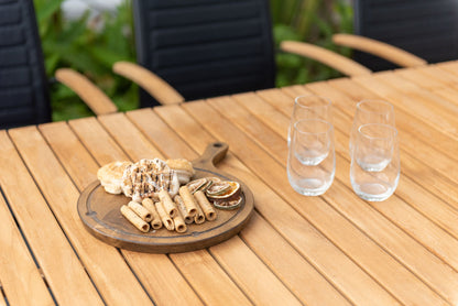 Portals Dark Lite FSC Teak Wood and Aluminum Rectangular Dining Set