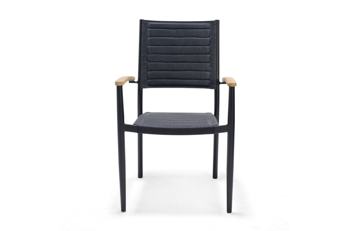 Portals Dark Lite FSC Teak Wood and Aluminum Rectangular Dining Set