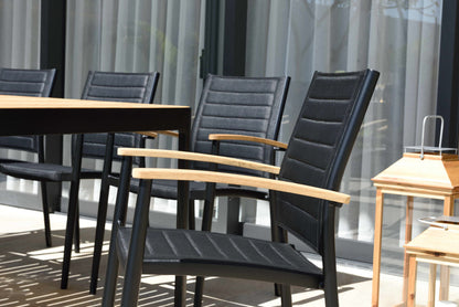 Portals Dark Lite FSC Teak Wood and Aluminum Rectangular Dining Set