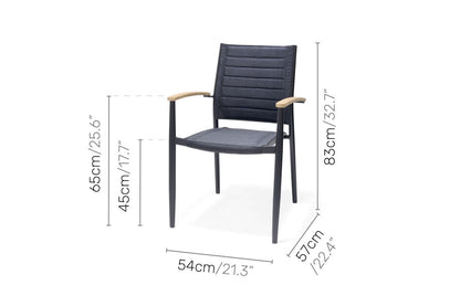Portals Dark Lite FSC Teak Wood and Aluminum Rectangular Dining Set