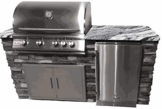 6-Foot Deluxe Outdoor Kitchen Island – Concrete Base, 3cm Granite Countertop, Blaze Grill Ready