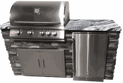 6-Foot Outdoor Kitchen Island + 7-Foot Bar Island Bundle – Concrete Base, Granite Countertops | Free Grill Kit & Cover