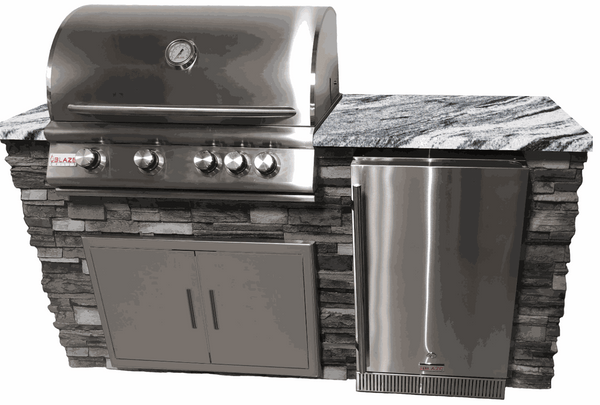 6-Foot Outdoor Kitchen Island + 7-Foot Bar Island Bundle – Concrete Base, Granite Countertops | Free Grill Kit & Cover