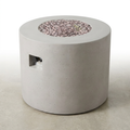 Concrete Outdoor Fire Pit Built for All-Weather Patios, 40K BTU Propane, Built-In Tank Holder, Light Gray