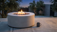 Zachary 31 In. X 24.5 In. Circular Concrete Propane Outdoor Patio Fire Pit in Light Gray — Lifestyle