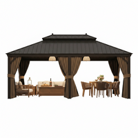 Outdoor Patio Gazebo Built for Year-Round Use, Galvanized Steel Roof, Aluminum Frame, Curtains & Netting